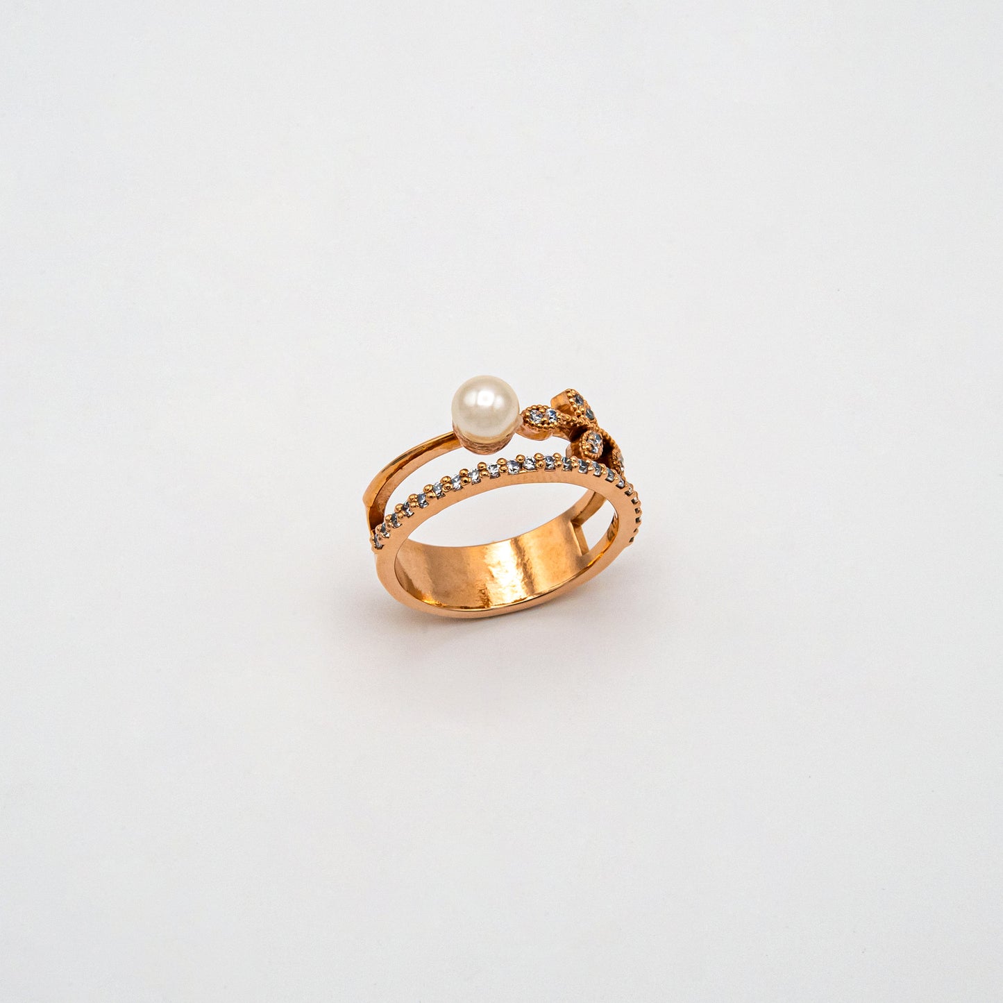 Petal and Pearl Dual Band Ring