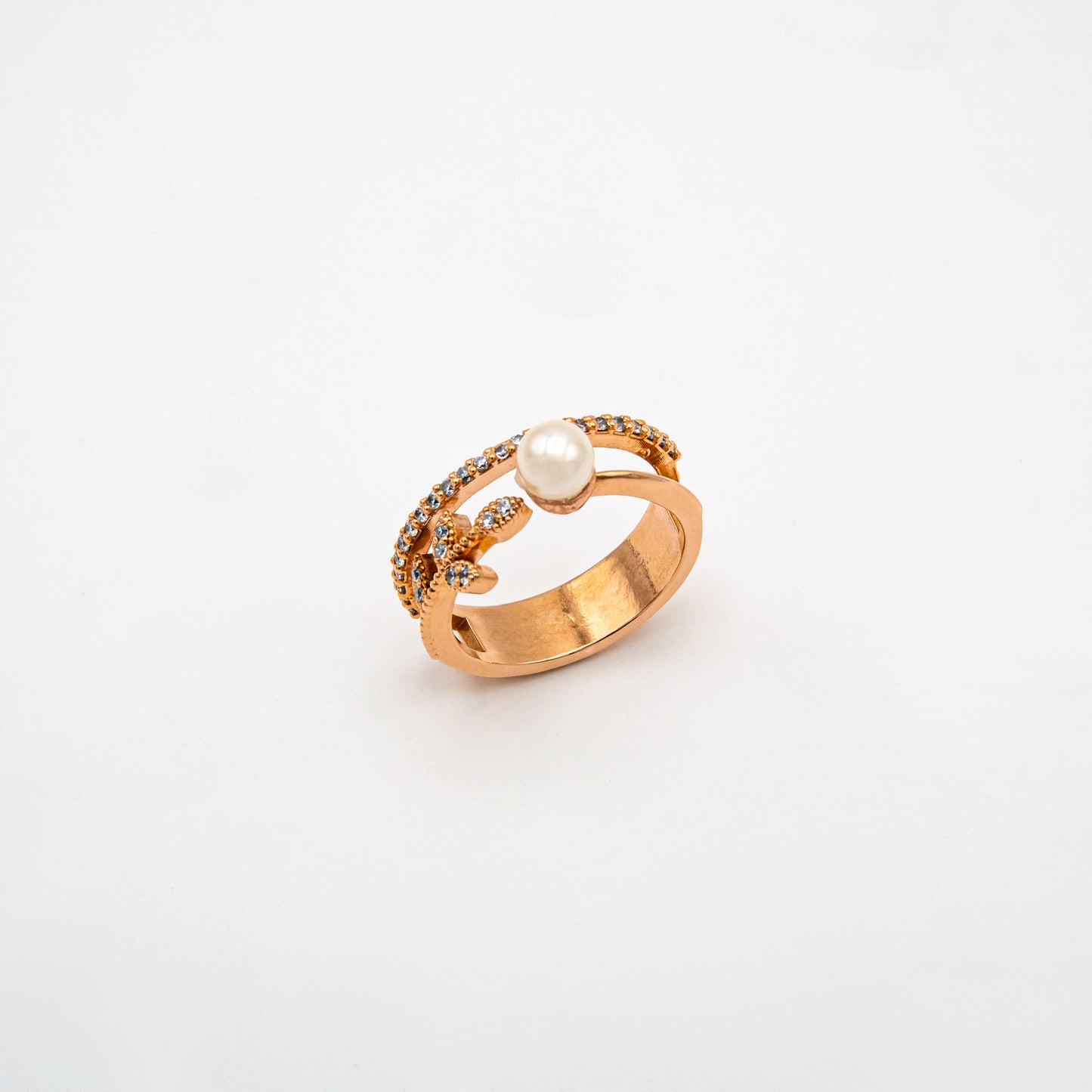 Petal and Pearl Dual Band Ring