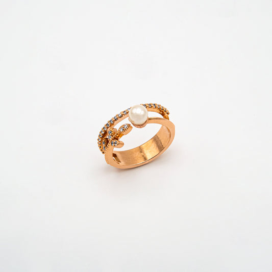 Petal and Pearl Dual Band Ring