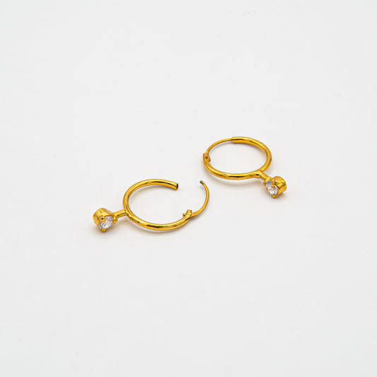 Hoop Earring With Dangling Stone