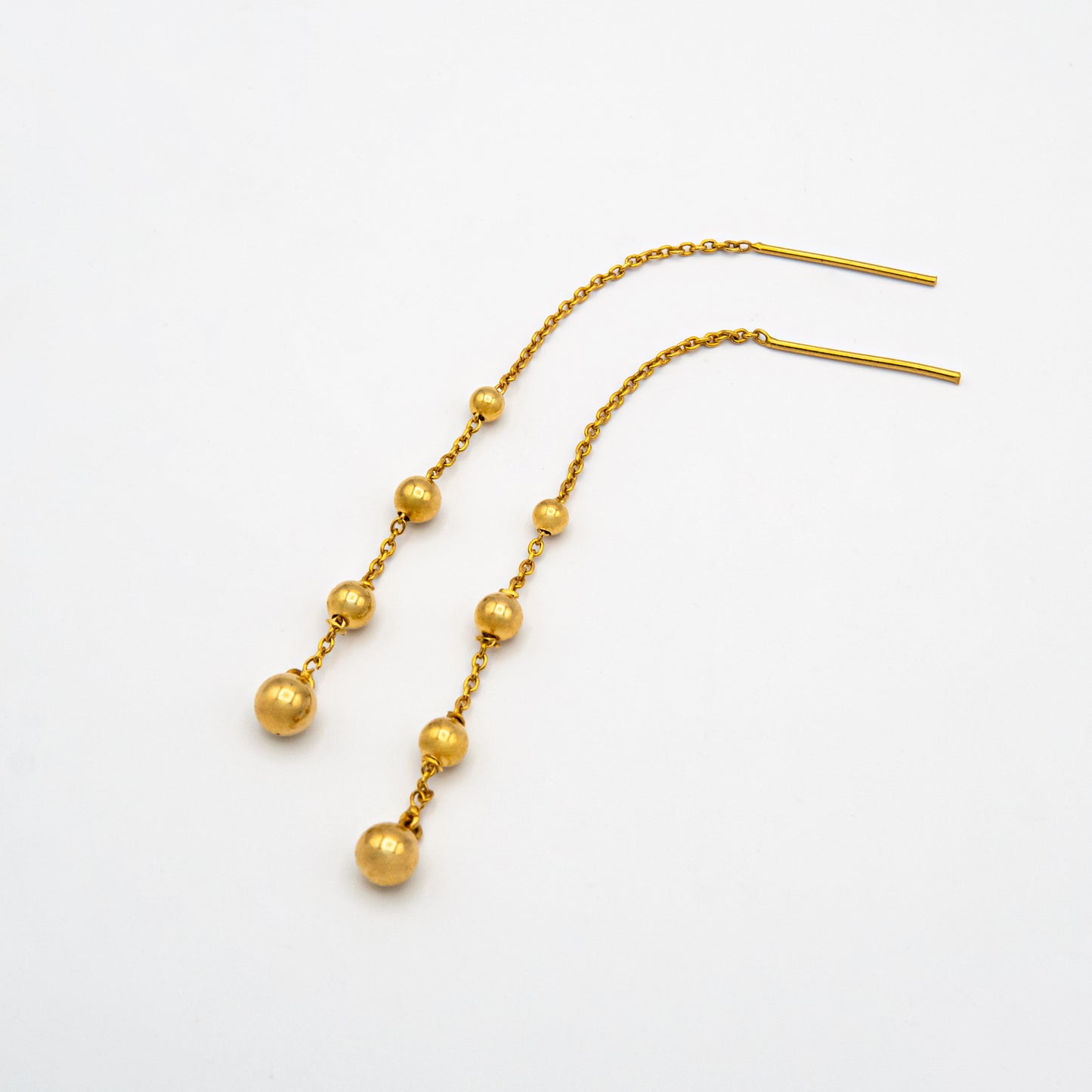 Three Beads Thread Earrings