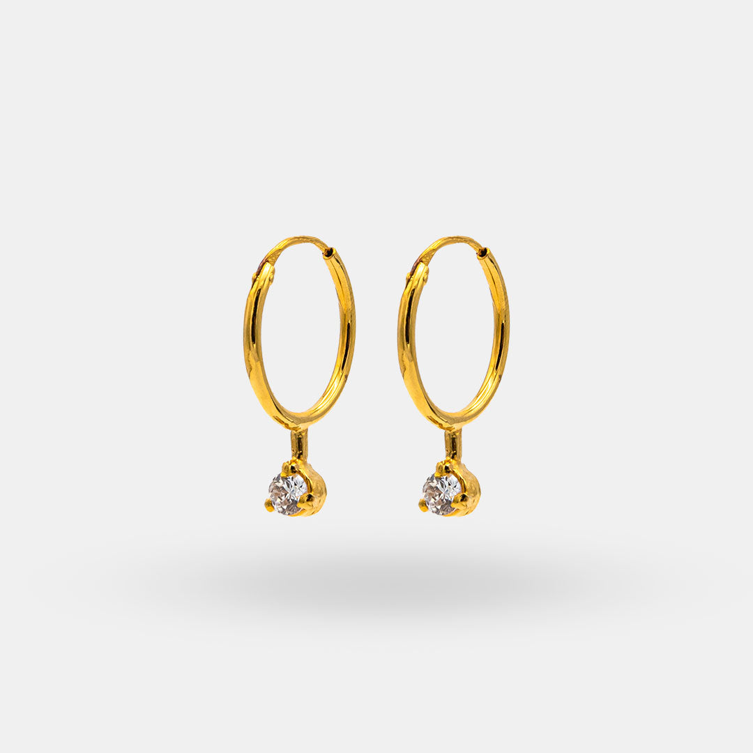 Hoop Earring With Dangling Stone