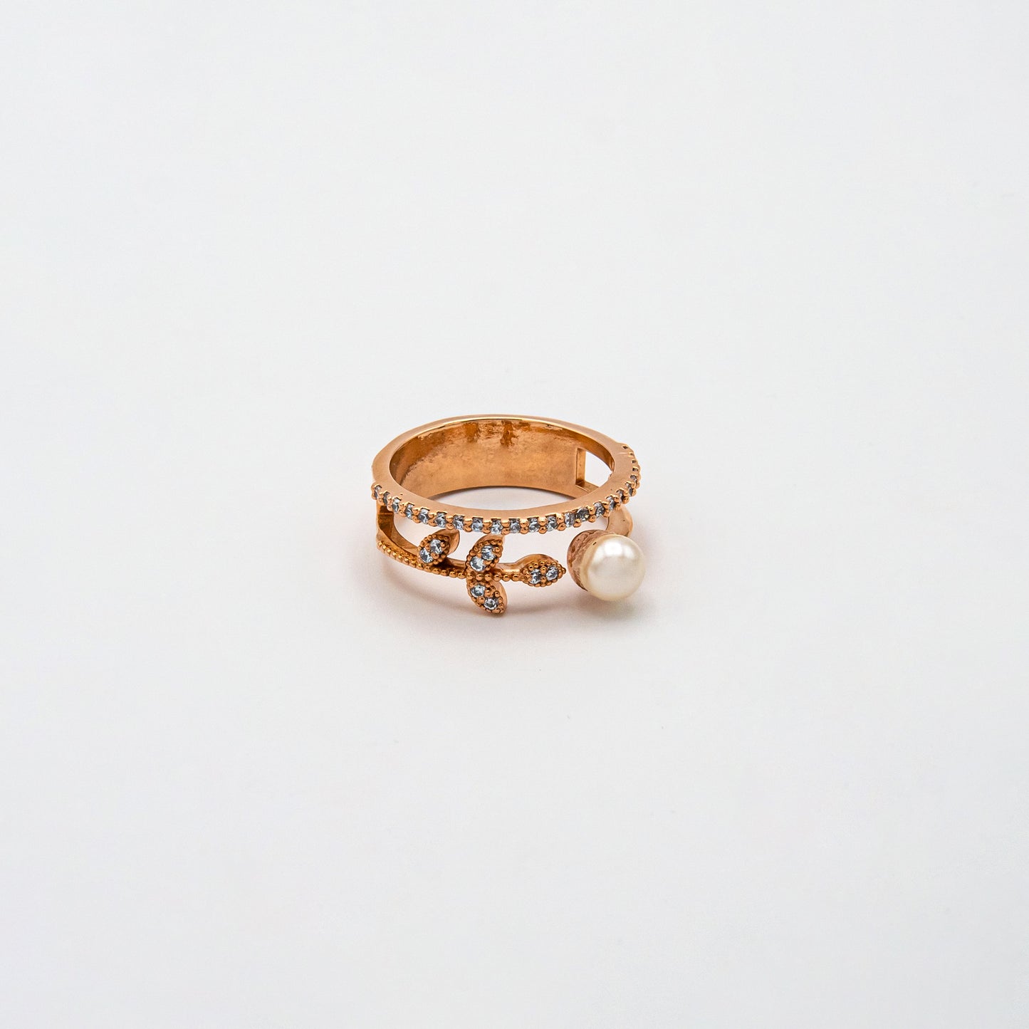 Petal and Pearl Dual Band Ring