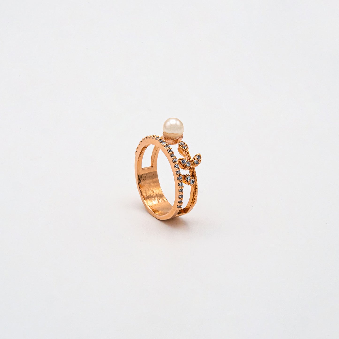 Petal and Pearl Dual Band Ring