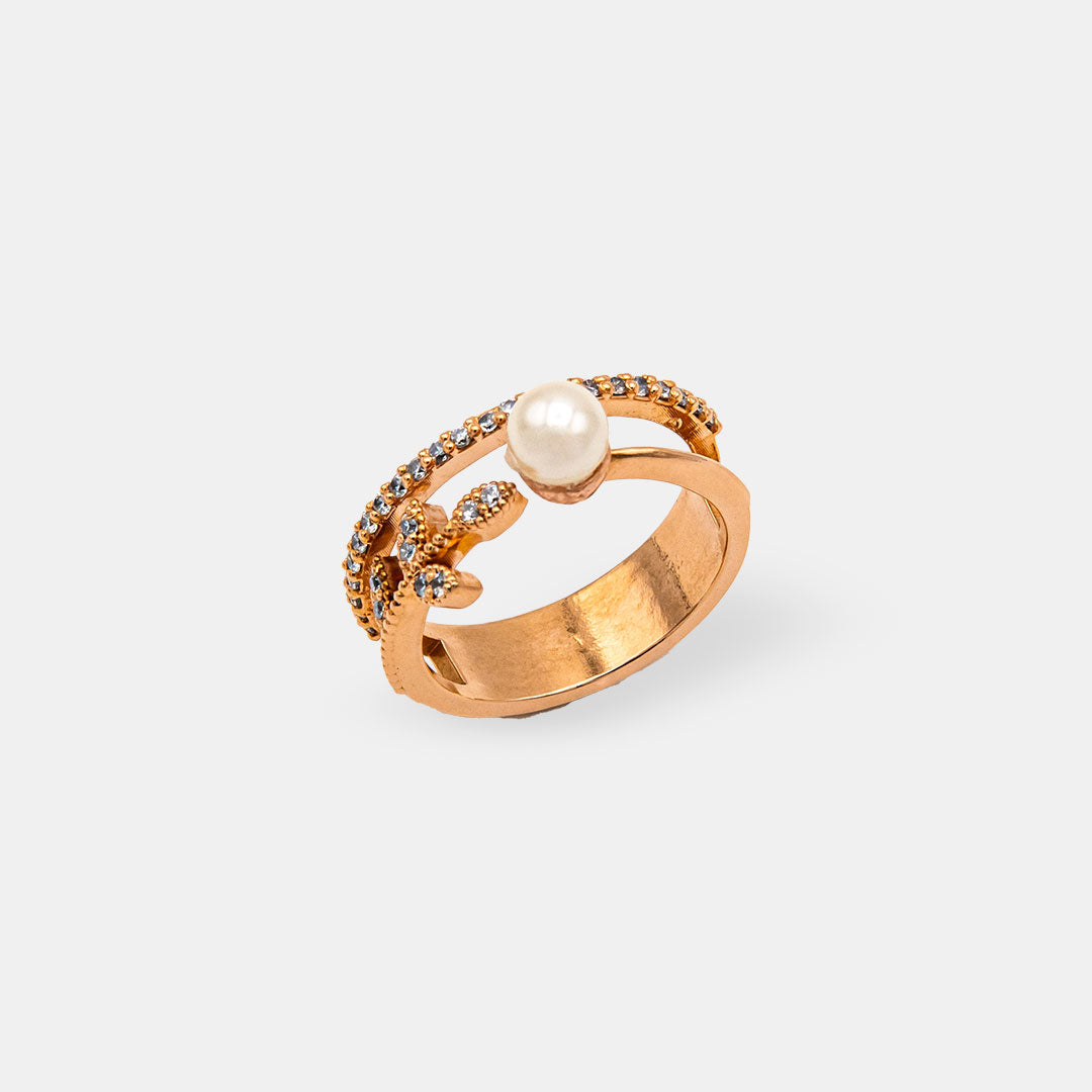 Petal and Pearl Dual Band Ring
