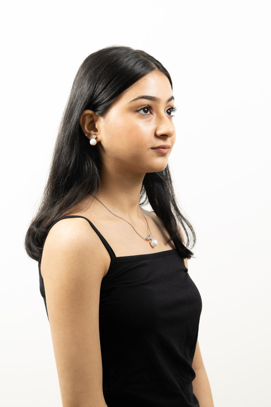 Drop Zircon Earring With Pearl