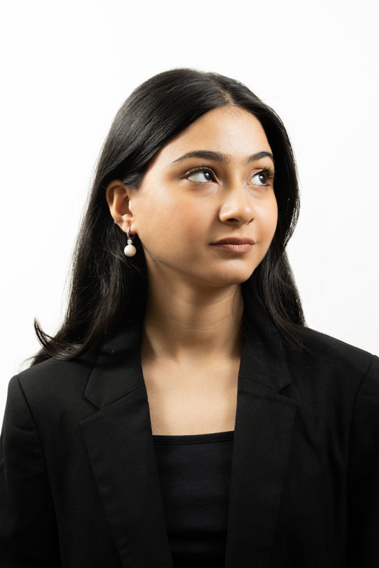 Pearl Drop Hoop Earrings