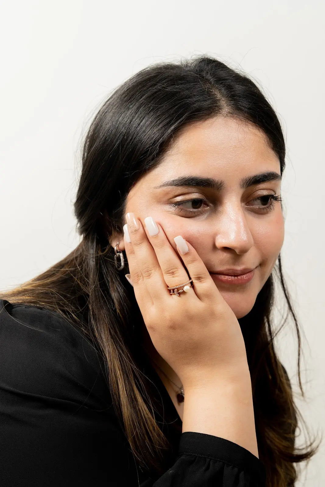 Petal and Pearl Dual Band Ring