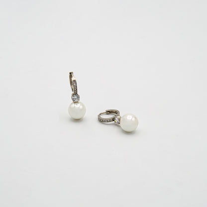 Pearl Drop Hoop Earrings