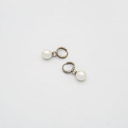 Pearl Drop Hoop Earrings