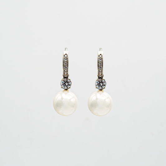 Pearl Drop Hoop Earrings