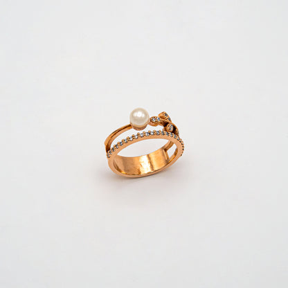 Petal and Pearl Dual Band Ring