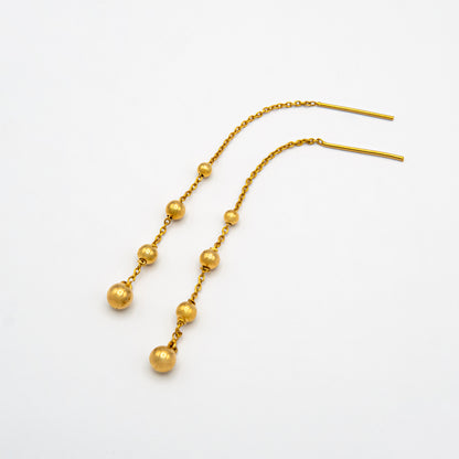 Three Beads Thread Earrings