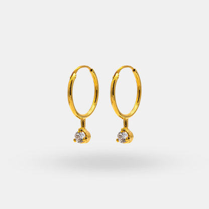 Hoop Earring With Dangling Stone