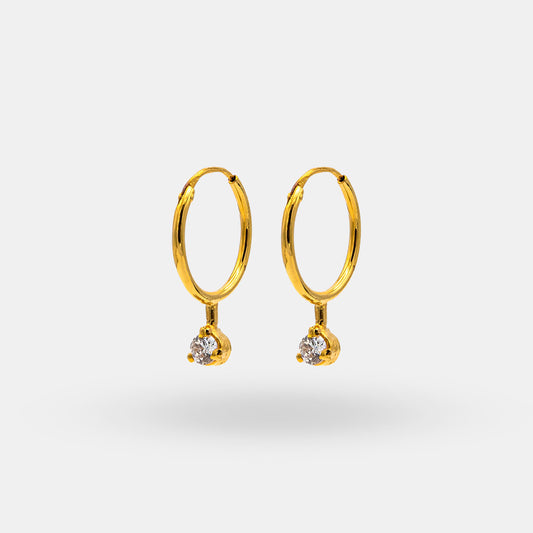 Hoop Earring With Dangling Stone