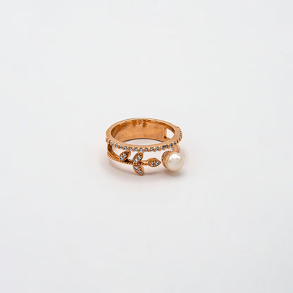 Petal and Pearl Dual Band Ring