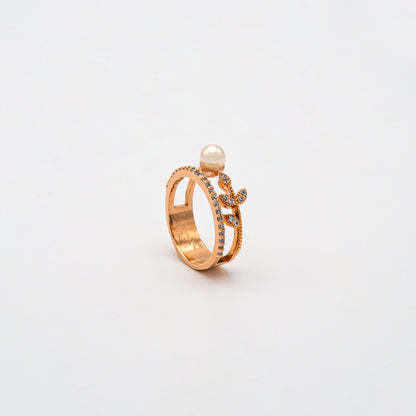 Petal and Pearl Dual Band Ring
