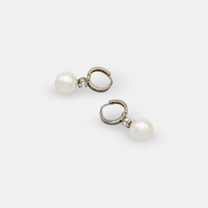 Pearl Drop Hoop Earrings