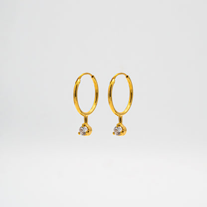Hoop Earring With Dangling Stone