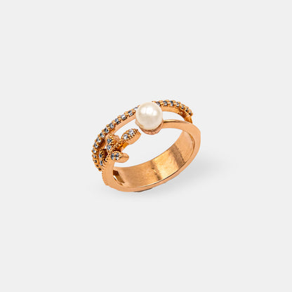 Petal and Pearl Dual Band Ring